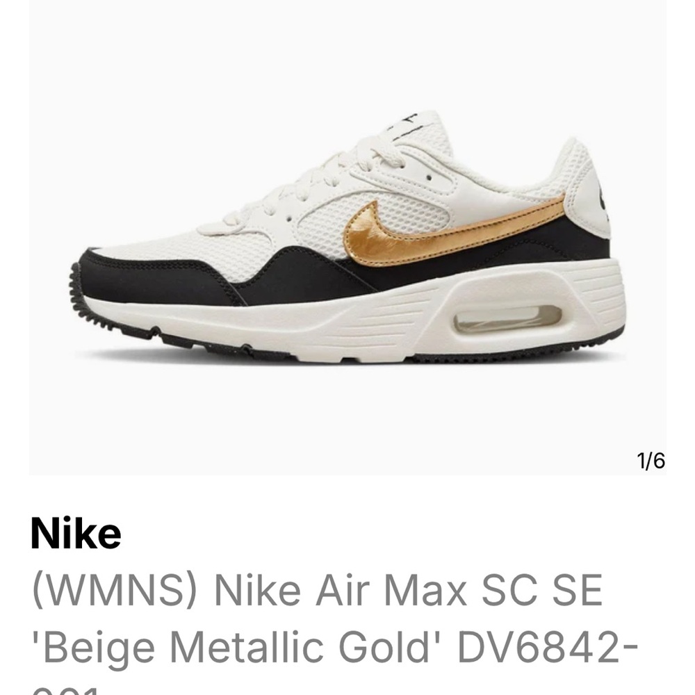 Nike Women's Sneakers - White, Black, and Gold